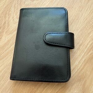 Vintage Coach French purse kiss lock Black Leather Wallet